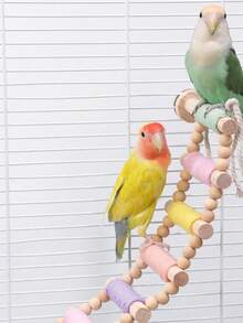 1件裝彩色鸚鵡棉繩梯，易安裝鳥類攀爬鞦韆，鳥兒啃咬玩具棲架，虎牡丹小鸚鵡鳥籠配件 - 繩索軟梯 - 查看 7