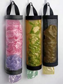 1pc Hanging Trash Bag Storage Rack Plastic Bag Holder Mesh Hanging Storage Box Foldable Breathable Washable Hanging Mesh Trash Bag Storage Box Organizer Storage Bag Rack - Multicolor - View 2