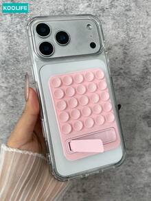 KOOLIFE 2合1透明防震手機殼，附可拆卸吸盤支架免持架，相容 iPhone 18 Pro Max、17、17 Pro Max、16 Pro、15 Pro Max、13 Pro、15、14、14 Pro、13 - 透明+粉色 - 查看 18