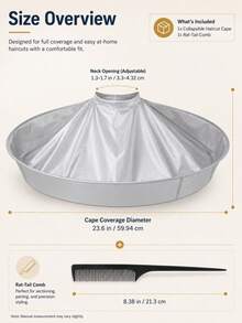 Adjustable Haircutting Cape, Foldable Haircutting Sunshade Cape, Suitable For Salon And Home Use, Unisex For Adults - Multicolor - View 8