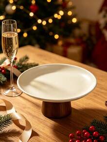1pc Cream-Colored Wooden Base Decorative Tray, Space-Saving, Suitable For Home, Living Room, Dining Room, Kitchen, Bathroom, Home Decor Essential, Perfect For Wedding Season, Graduation Season, Can Hold Soap, Candles, Ideal Choice For Birthday Gift, Kitchen Accessory, Table Tray, Fruit Tray, Graduation Season Decoration - Cream - View 1