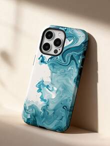 1pc Ins Premium Fluid Wave Art Ink Wash Gold Foil Marble Pattern Design, Phone 17 Pro Max Phone Case, Compatible With Phone 16 Pro Max, 15 Pro Max, 14 Pro Max, High-End Fashionable And Interesting Phone Case, Suitable For 11/12/13/14/15/16 Pro Max Plus, Elegant Design For Men And Women, Perfect Gift For Friends, Besties On Holidays, Birthdays, Daily Life, Anniversaries! - Multicolor - View 2