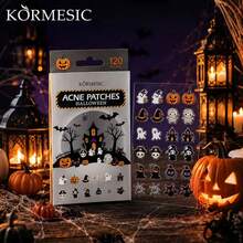 120pcs Halloween Gray Boxed Holiday Atmosphere Acne Concealer Patches, Witch Hazel Ingredient, Halloween Element Style, Clean Skin, Cover Blemishes - Halloween - View 9