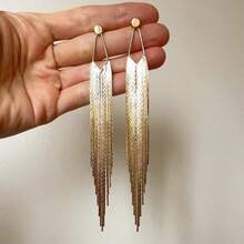 DIYCCPC Vintage Long Tassel Drop Earrings, Exquisite Handmade Women's Jewelry, Suitable For Wedding And Party, Perfect Gift For Girlfriend And Wife - Gold - View 1