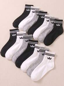 5/10/20 Pairs Random Style Children's Mid-Calf Sports Socks, Classic Black/White/Grey Colorway, Suitable For Daily Wear, Back To School, Travel, Outdoor Running, Kids Gift - Multicolor - View 8