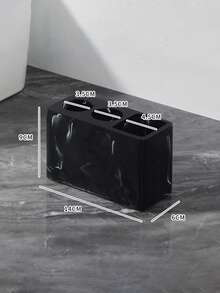 White/Black Marble Pattern Desktop Oral Care Storage Rack, Easy-To-Clean Resin Material, Suitable For Bathroom, Rental Apartment And Hotel Washroom Storage - Multicolor - View 11