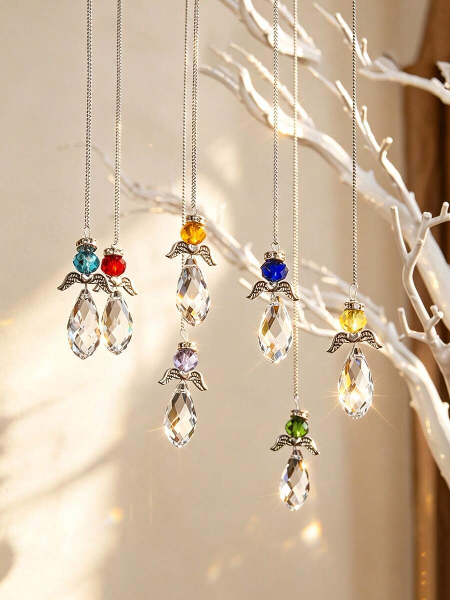 1 Stück Kristall Engel Anhänger Perlenanhänger DIY Schlafzimmer Fenster Heimdekoration Outdoor Garten Sonnenfänger Diamant Spiegel Auto Zubehör Weihnachtsdekoration Raumdekoration Weihnachten - Verschiedenfarbig - Übersicht 1