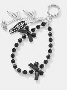 1pc Halloween Coffin Bat Wings Bow Keychain Bag Charm - Multicolor - View 4