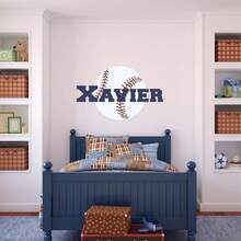 Custom Name Baseball Wall Decal Personalized Vinyl Sticker Monogram Wall Art Room Decor(Sticker Only) - Multicolor - View 2