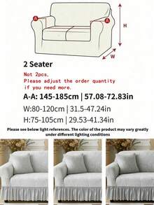 1pc Elastic Sofa Cover, Modern Style, Polyester Fiber, Leaf Pattern Skirt Design, Dustproof & Slip Resistant, All Seasons, Fits 1/2/3/4 Seater Sofa - Light Grey - View 13