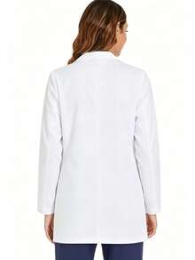 White Multi-Pocket Scrub Uniform Jacket - White - View 2
