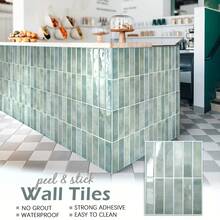 1/4/10/20 Pieces Of Self-Adhesive Tiles, Waterproof Brick Pattern 2D Textured Wall Panels - DIY Removable Self-Adhesive Splash-Proof Tiles, Suitable For Kitchen, Bathroom, And Party Decoration - Kitchen Stickers - View 2