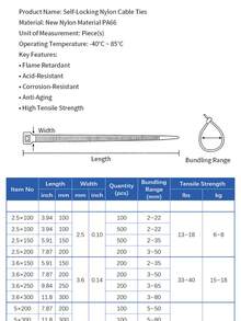 Nylon Cable Tie, Self-Locking Zip Tie, Multiple Sizes Available - Self-locking Nylon Cable Ties - View 3