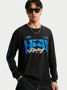 Nike Men's AS U NSW TEE LSE LS SWOOSH SPE Long Sleeve Knit Collarless T-Shirt TIM3782-010 - Black - View 1