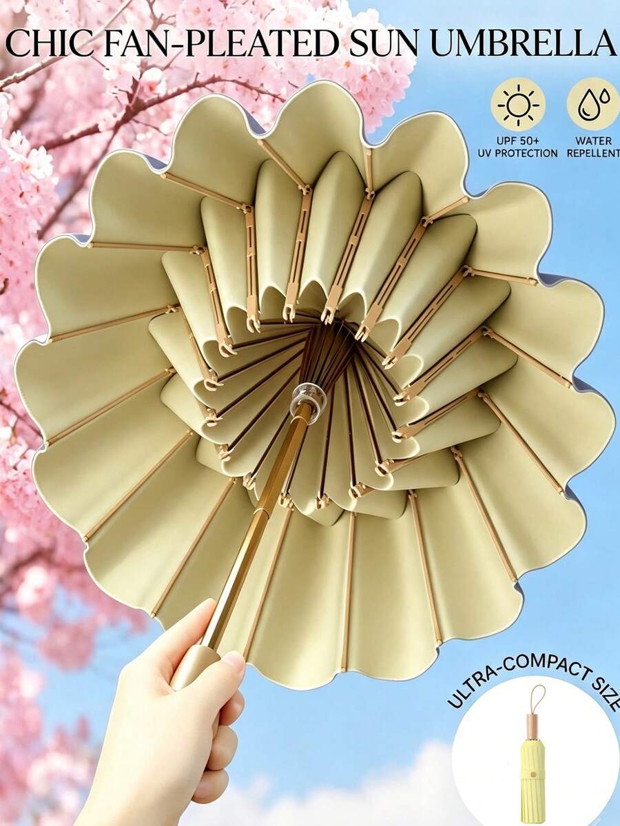 Multi-Rib Folding Umbrella, Small Size, Portable Windproof Travel Folding Umbrella, Portable Rain Umbrella, Lightweight Handheld Umbrella, Practical Commuting Accessory, Suitable For Outdoor Activities, Daily Outings And Short Trips - Multicolor - View 1