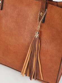 Handbag With External Coin Purse And Toiletry Bag, Shoulder Strap And Large Crossbody Strap - Brown - View 6