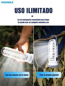 MOREKA linterna de luz de emergencia portátil, luz LED 3 en 1, luz para acampar al aire libre, puede ser portátil o iluminación interior - Blanco - Ver 5