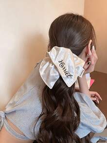 Customized Name Glossy Satin Square Hair Tie, High-End Hair Rope, Suitable For Women And Girls, Personalized Name - Multicolor - View 4