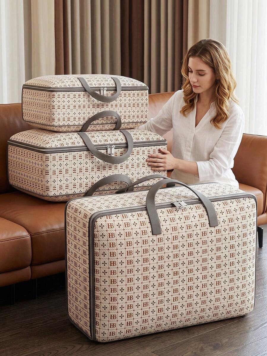 Large Capacity Clothes Storage Bag Foldable Storage Box For Men And Women Protable Moving Bag Quilt Clothes Storage Bag Home Room Decor Storage Orangizer Car Travel Dorm Bathroom Apartment Back To School Essentials Accesssories - Multicolor - View 1