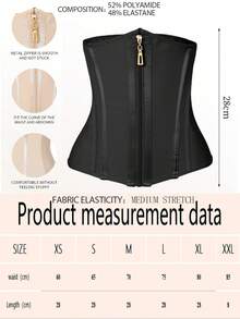 1pc Waist Trainer, Zipper Closure, High Compression Shapewear, Women's Waist Cincher, Tummy Control - Black - View 5