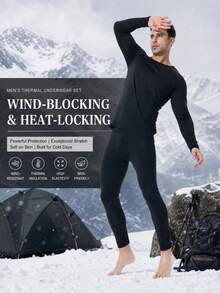 OKP 4-Piece Men's Thermal Underwear Set, Thermal Shaping Suit For Autumn And Winter, Base Layer Set For Home And Casual Wear - Black - View 5