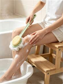 1pc Extra Long Handle Exfoliating Shower Brush, Suitable For Back Massage, Shower Exfoliating Brush, Soft Bristle Brush Head, Non-Slip Handle, Especially Suitable For Hard-To-Reach Areas, Home Essential, Bathroom Decor - Multiple Specifications - View 3