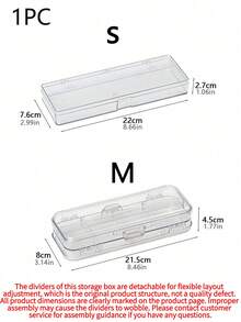 1pc Acrylic Transparent Multifunctional Desktop Organizer Box, Photo/Postcard Display Stand, Pen Holder, Compartment Stationery Storage, Minimalist Design For Office, Bedroom, Makeup - Single Piece - View 3
