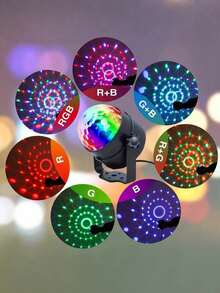 1pc USB Powered RGB Crystal Ball Light With Remote Control, Sound Activated Rotating Stage Atmosphere Light, Suitable For Home, KTV, Birthday, Bar And Club Decoration - Black - View 9