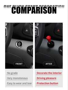 Diamond Patterned Retro Joystick Style One Key Start Lever Cover, Metal Scratch Resistant Engine One Key Start Button Protective Cover, Fashionable Car Interior Modification Accessories, Ideal Gift For Car Enthusiasts, Halloween Gift, Christmas Gift - A - View 8
