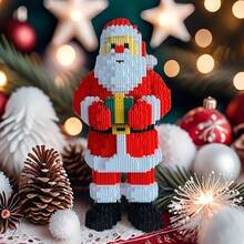 1600pcs Santa Claus Building Blocks Set, Party Game, Office Home Living Room Decoration, DIY 3D Puzzle Blocks, Craft Making, Assembly, Creative Interlocking Toy For Adults And Teens, High Difficulty Challenge Plug-In Building Blocks Assembly, Easter, Halloween, Christmas Gift, Perfect Holiday And Birthday Gift - Multicolor - View 5