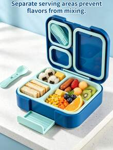 1pc/Children's PP Bento Box/3-Compartment Waterproof Lunch Box, 1110ml Capacity, Suitable For Kitchen Storage/Food Container/Back To School Supplies/Office/Home/Vacation Essentials, Travel Essentials, Summer Meals And Outdoor Dining. - Multicolor - View 6