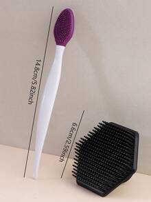 2 Sets Black Hexagonal Face Wash Brush + Double-Sided Nose Cleansing Silicone Brush Set - Multicolor - View 3