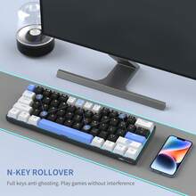 MageGee Star61 Mini 60% RGB Gaming Mechanical Keyboard 61 Keys Wired USB-C Multi-Device Gaming Keyboard Customizable Keycaps Suitable For Laptop PC Computer Gamers [White Black & Blue: Red Switch] - White Black Blue (Red Switch) - View 6