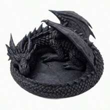 3D Printed Dragon Figurine Storage - Gothic Dark Fantasy - Dragon Statue - Key & Coin Holder - Unique Desktop Decor - Decorative Ornament - Gothic Style - Dragon Lover - Vintage Black Dragon - Realistic Texture - Multicolor - View 11