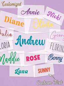 Customized Name Labels, Name Stickers, Personalized Stickers, Name Tags, Date Stickers, DIY Gifts, Handmade Crafts, Handwritten Font Stickers, Wedding Stickers, Gift Stickers. Customizable Holographic Name Stickers, Suitable For Water Bottles - Multicolor - View 3