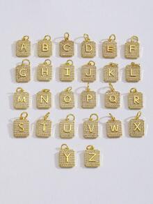 1件優雅精緻正方形字母水晶項鍊，客製化姓名首字母項鍊，女孩生日禮物，適合派對、舞會、約會與日常配戴 - 金色 - 查看 5