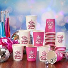 10/20/40Pcs Last Disco Party Cups Disco Ball Print Disposable Paper Cups For Bachelorette Bridal Shower Retro Disco Party Tableware Supplies - Disco - View 3