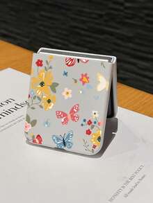 1pc Fashionable, Simple And Cute Skin Feel PC Material Cute Flower Butterfly Elementfolding Phone Case, Protecting And Preventing Falling For: SamsungGalaxy Zflip 3/Zflip 4/Zflip 5/Zflip 6/Zflip 7/Zflip 8/ Lazar 60/ Razr 50/ Razr 70/Galaxy Z Flip7 FE - White - View 3