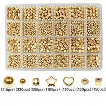 4800顆金銀色星星、花朵、菱形隔珠、圓珠DIY手鍊製作套裝，適合初學者與專業人士，創意手工禮物 - 金銀配色 - 查看 9