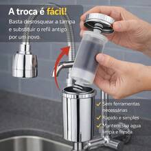 Torneira Com Filtro Tubo Flexível para Cozinha Gourmet Pia Parede Cone Abs 2 Modos de Jato - Prata - Visão 7