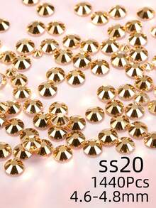 Gold Flat Back Rhinestones, Multi-Size Round Crystal Hot-Fix Rhinestones, Shiny Adhesive Rhinestones, Suitable For Nail Art, Phone Cases, Shoes, Clothing, Handmade DIY Decoration - Gold - View 10