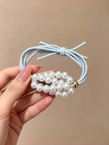 5/10pcs Pearl Hair Ties For Women, High Elasticity 4-Strand Hair Bands, Fresh Daily Hair Styling - Multicolor - View 16