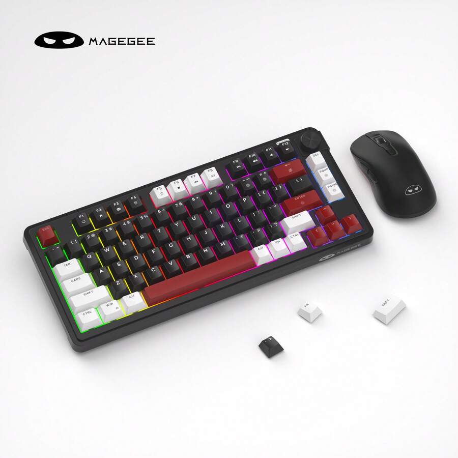 MageGee GK950 Wireless Keyboard And Mouse Combo, 80 Keys, RGB Backlight, Volume Knob, Built-In 4000mAh Battery, Includes 2.4GHz USB Receiver, Plug And Play Silent Keyboard, Suitable For Office And Gaming/PC/Laptop/Student/Classroom Learning/Home/Household - View 1