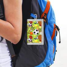 Sports Wallet, Football Basketball Badminton Combination Pattern Style, Ultra-Thin Tri-Fold Wallet, Coin Purse With ID Holder And Zipper Pocket, Ideal Gift Choice, Back To School, Birthday Gift - Multicolor - View 4