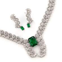 4 piezas/1 set Conjunto de joyería de moda para mujer, aretes, collar, pulsera, anillo, combinación de joyería, diseño único con incrustaciones de circonita, adecuado para uso en vacaciones | fiestas | banquetes, regalo - Conjunto de joyas - Ver 9