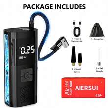 SUITU Pompa Ban Portabel & Kompresor Udara dengan Pengukur Tekanan Digital, Pompa Udara Isi Ulang 7.4V/DC12V 2000mAh untuk Mobil, Sepeda Motor, Sepeda & Bola Olahraga, Aksesori Mobil Portabel, Fungsi Power Bank & Tas Jinjing - Model nirkabel - View 15