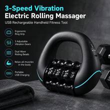 USB充電式手持式敲擊按摩器，多功能電動滾輪按摩器，輕巧便攜，適用肩部、頸部、四肢、腰部、背部通用按摩工具，1500mAh - 彩色 - 查看 1
