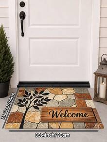 1pc Pebble Tree Of Life Welcome Mat, Outdoor Carpet Runner Area Rug, TPR Backing Non-Slip Mat, Suitable For Bathroom, Indoor, Hallway, Bedroom, Living Room, Bedside, Machine Washable Easy To Clean Entryway Mat Home Decor - Multicolor - View 15