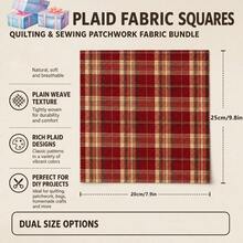 7pcs 20*25cm Rendered Plaid Series Quilted Fabric, Plaid Pattern Sewing Fabric Square | Pre-Cut Fabric DIY Patchwork Craft Supplies Quilted Sewing 4 Color Options - Variant - View 3