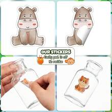 500pcs/Roll Animal Stickers Sitting Zebra Pattern Animal Elephant Hippo Sloth Lion Tiger Giraffe Monkey 1 Inch Stickers Stationery Pencil School Bag Skateboard Decoration Stickers Teacher Training Doodle Label Stickers Cake Baking Envelope Gift Box Seal Stickers For Crafts Scrapbook Materials Notebook Scrapbook Envelope Decoration Sealing Stickers - Multicolor - View 3